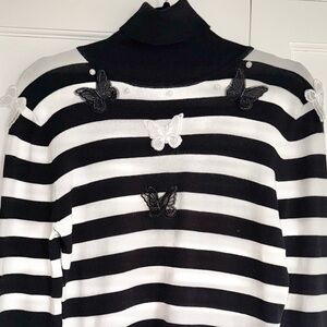 Hand-embellished butterfly sweater with pearl detail